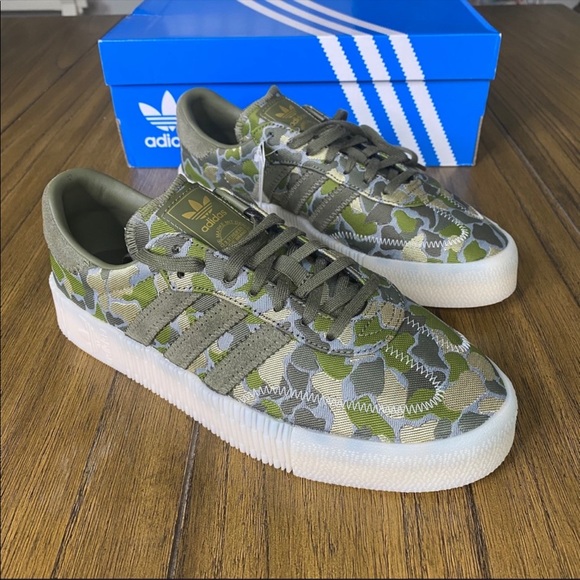 FLASH SALE! Adidas Sambarose camo green casual sneaker shoe